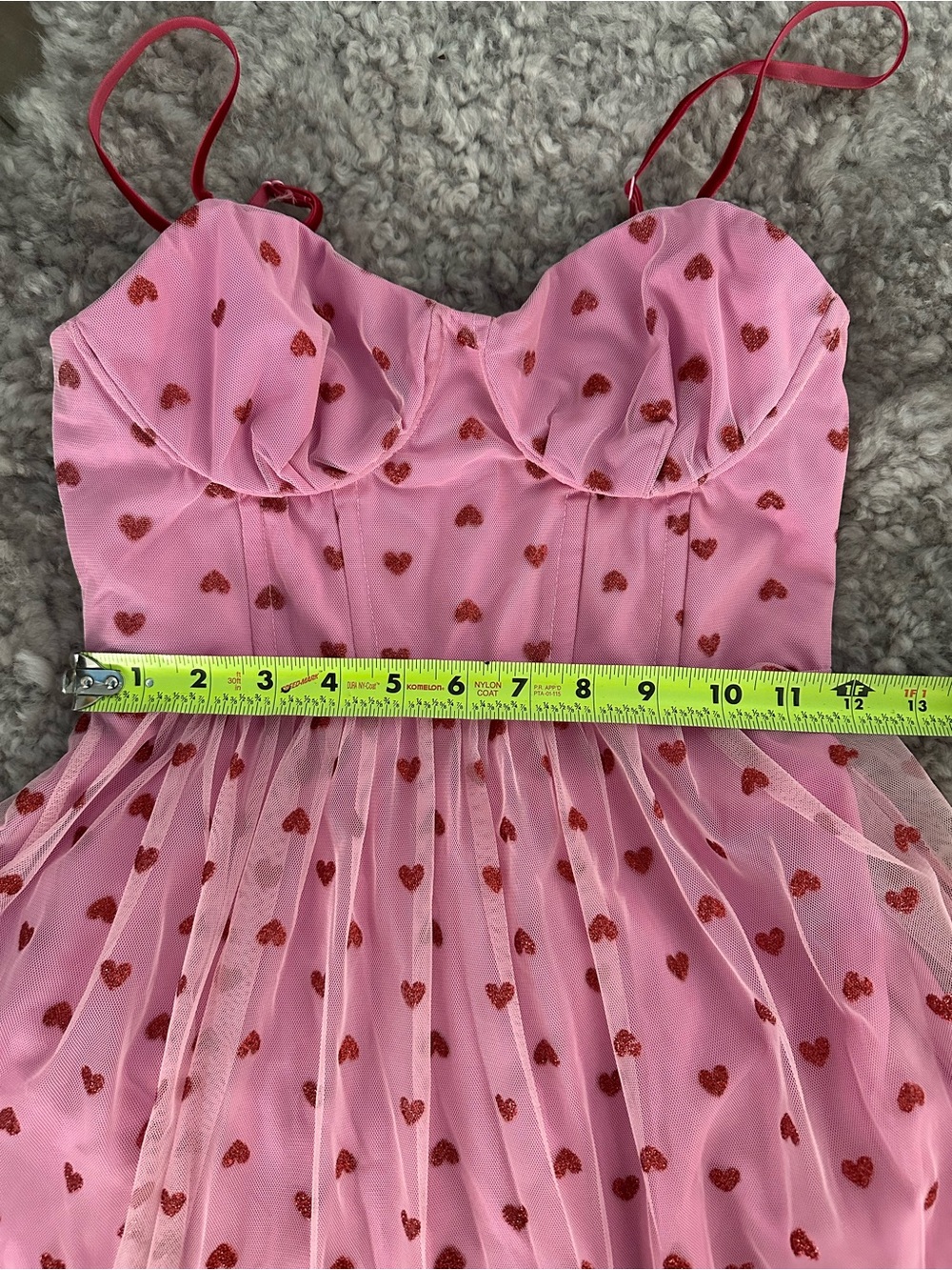 Betsey Johnson Pink Midi Dress with Red Heart Print - Picture 12 of 13
